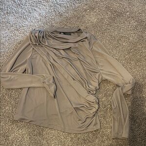 Zara Gray Long Sleeve Top